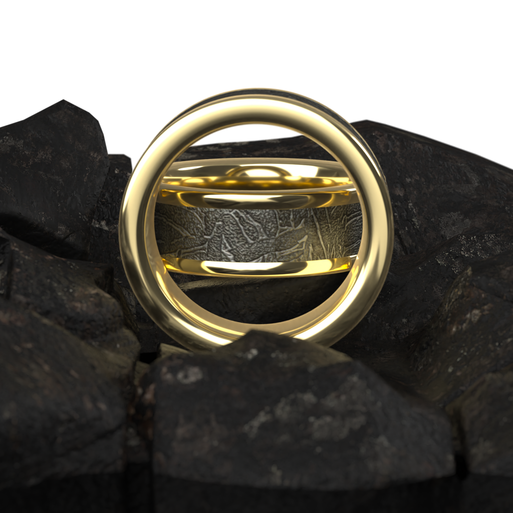 Men's meteorite gold ring- solid meteorite men’s ring