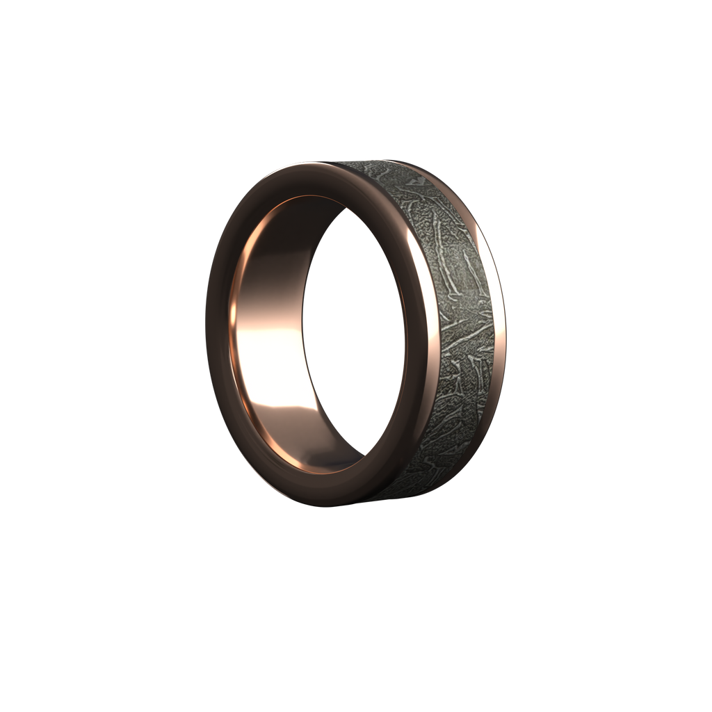 Men's meteorite rose gold ring- solid meteorite men’s ring