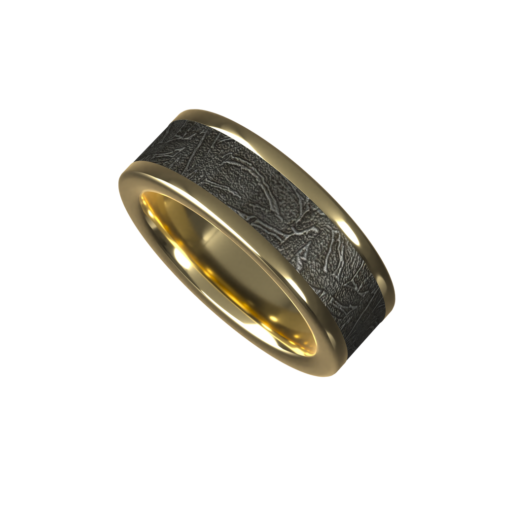 Men's meteorite gold ring- solid meteorite men’s ring