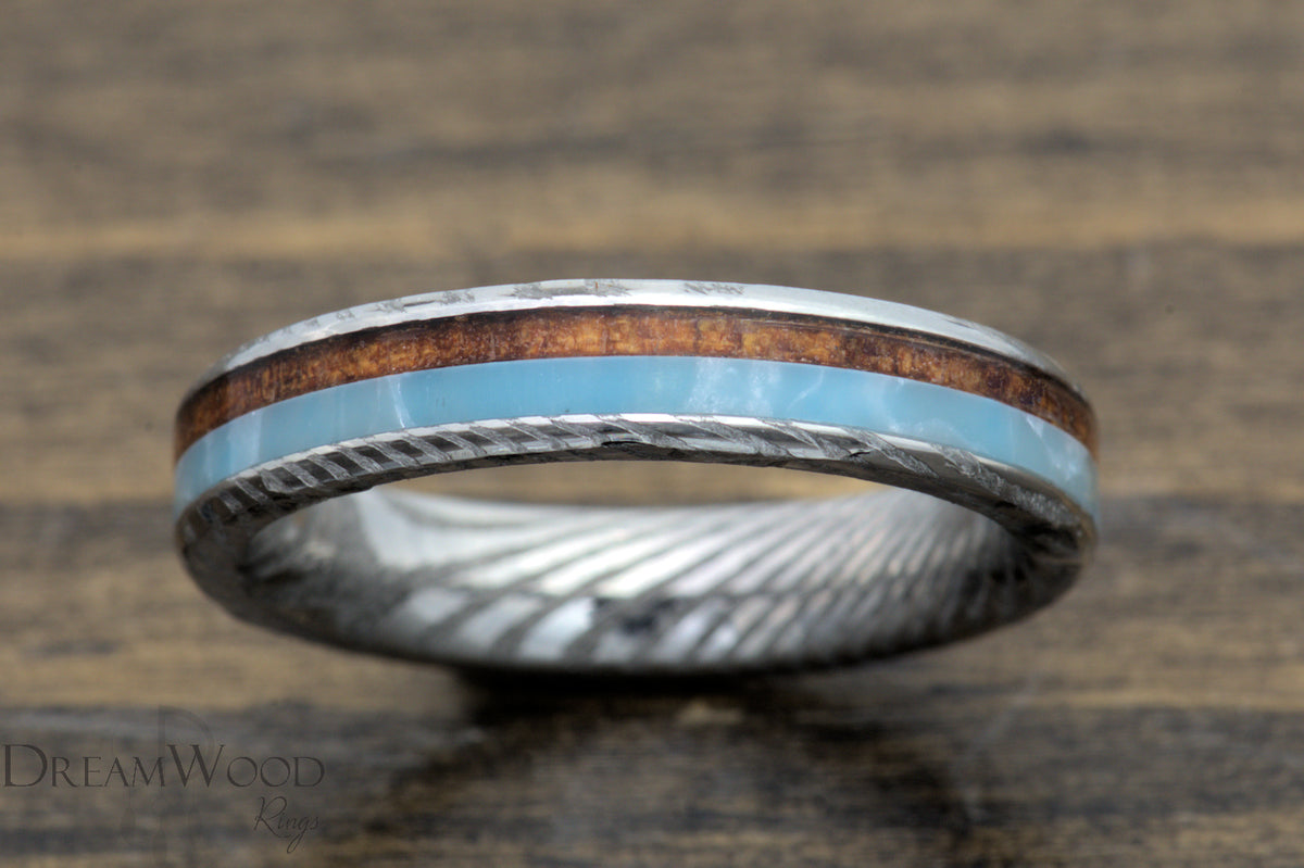 Custom men’s and women’s wedding band by Dream Wood Rings