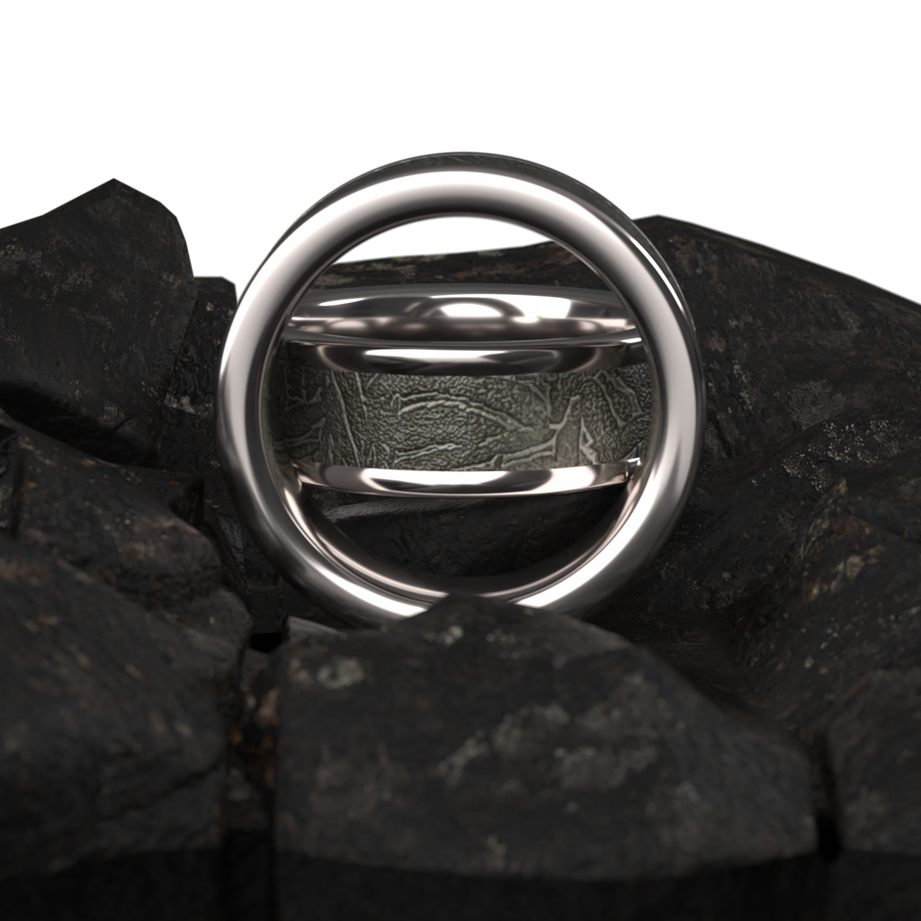 Men's meteorite white gold ring- solid meteorite men’s ring