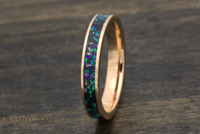 Custom men’s and women’s wedding band by Dream Wood Rings