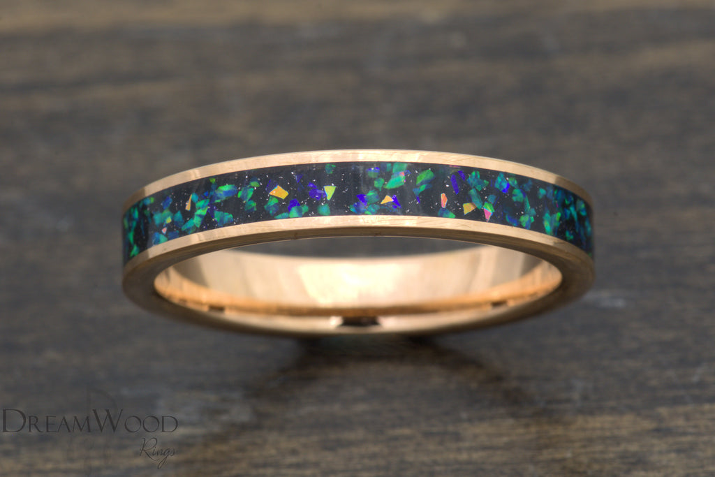 Stardust Rose Gold Opal Ring - DreamWood Custom