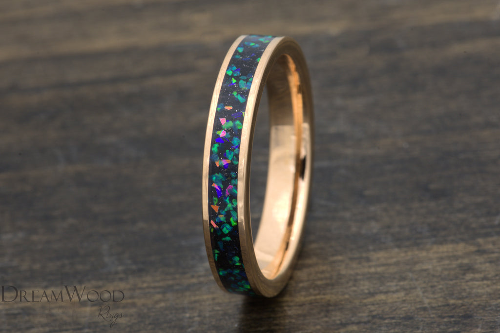 Stardust Rose Gold Opal Ring - DreamWood Custom