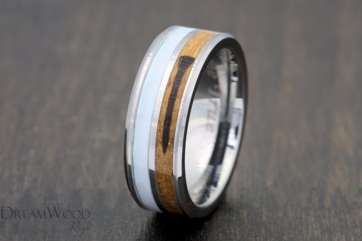 Custom men’s and women’s wedding band by Dream Wood Rings