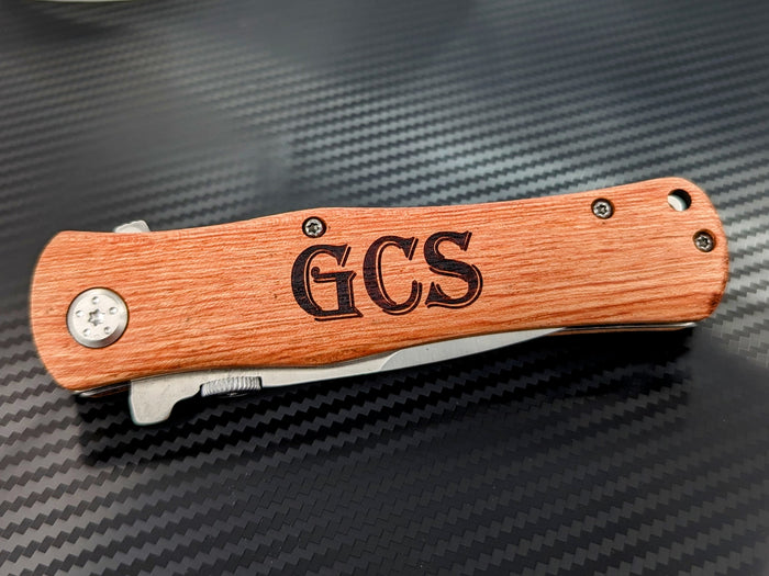 Engraved Wood Handle Knife - The Perfect Groomsmen Gift - DreamWood Custom