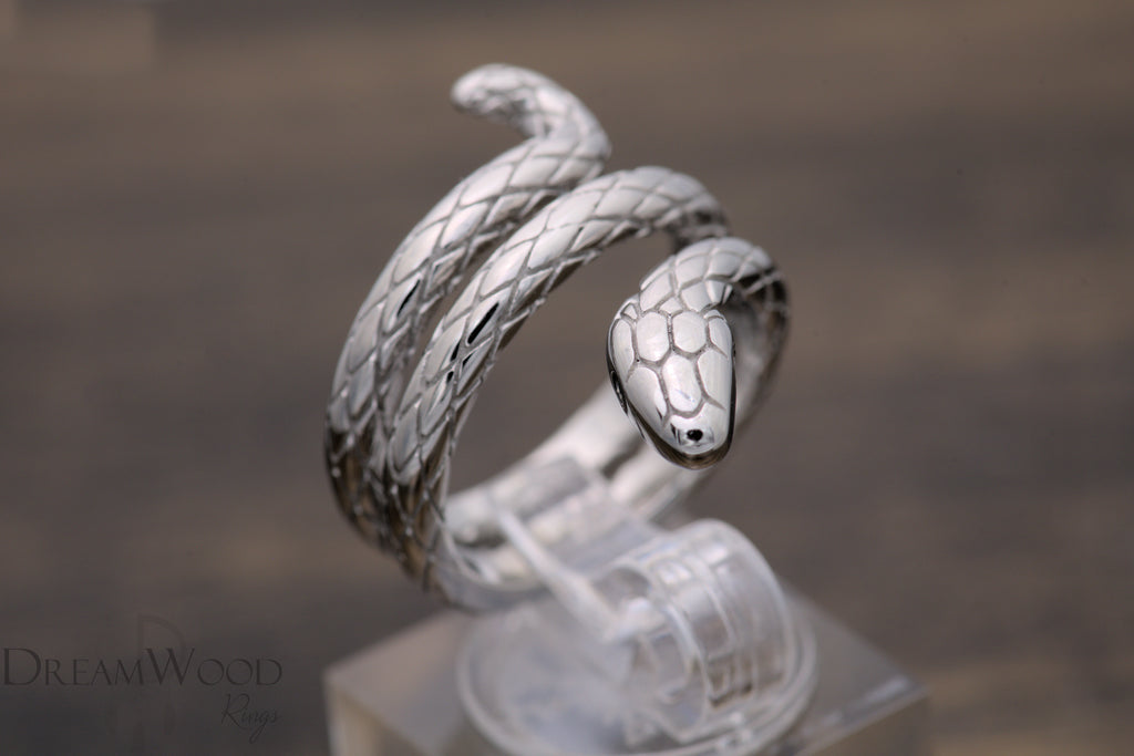 Silver Serpent Coil Ring - Dreamwood Rings - DreamWood Custom
