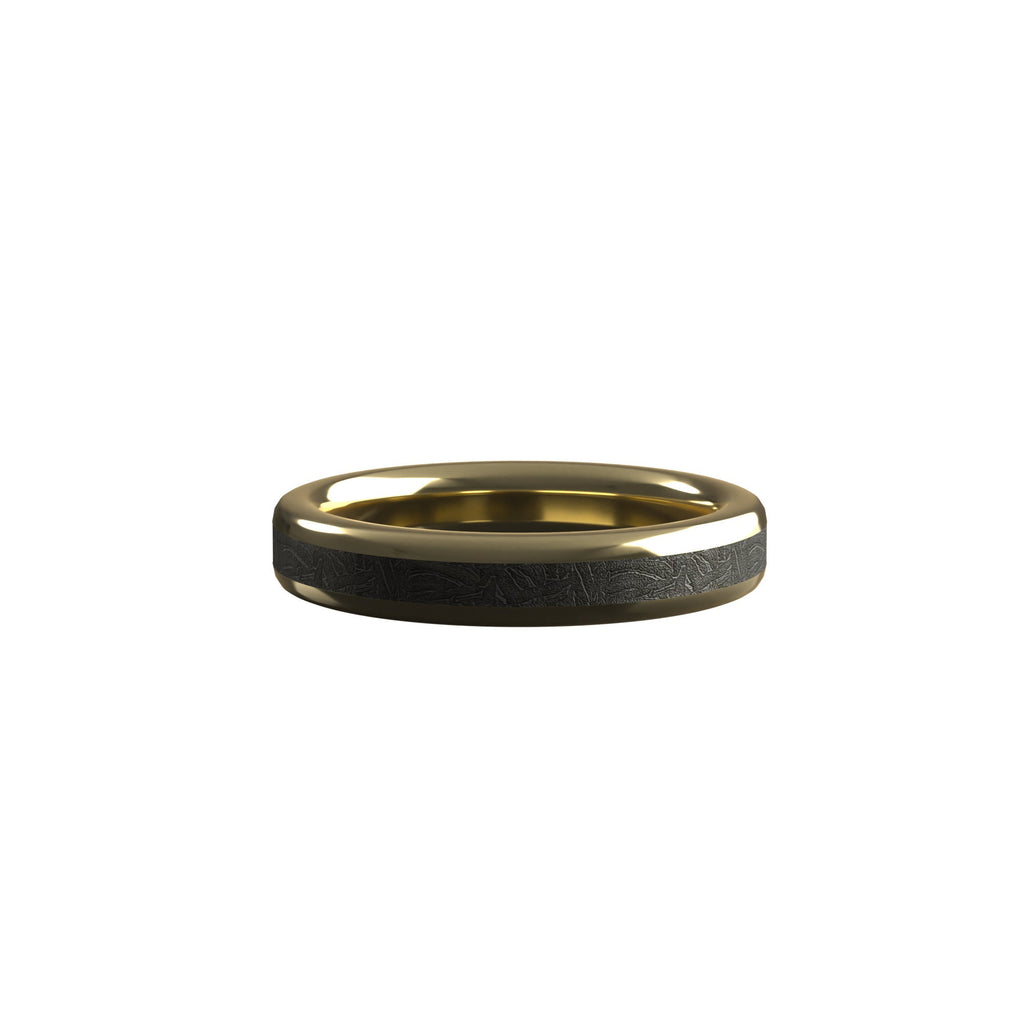 Women's meteorite yellow gold ring- solid gold women's meteorite ring 18k