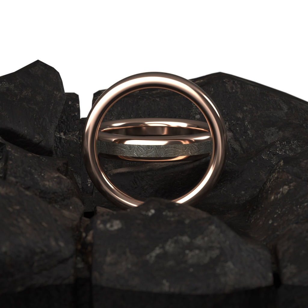 Women's meteorite rose  gold ring- solid gold women's meteorite ring