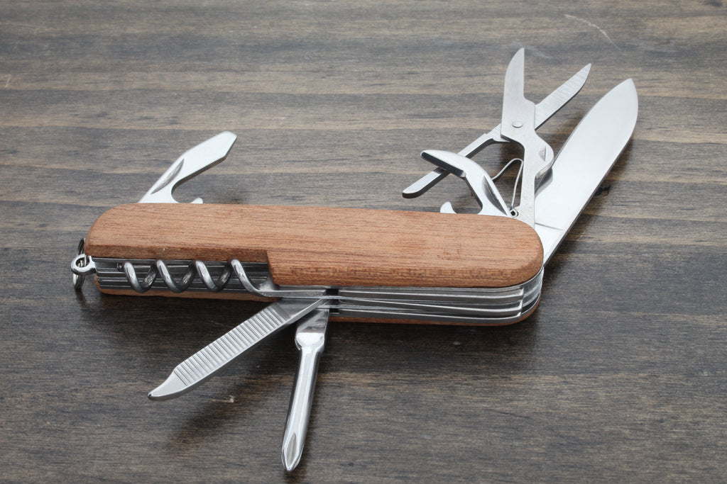 Engraved Wooden 8-Function Multi-Tool Pocket Knife - A Versatile Groomsmen Gift for Every Adventure - DreamWood Custom
