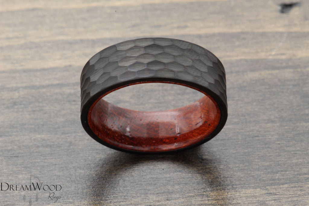 Brazilian Hammered Tungsten Ring - DreamWood Custom