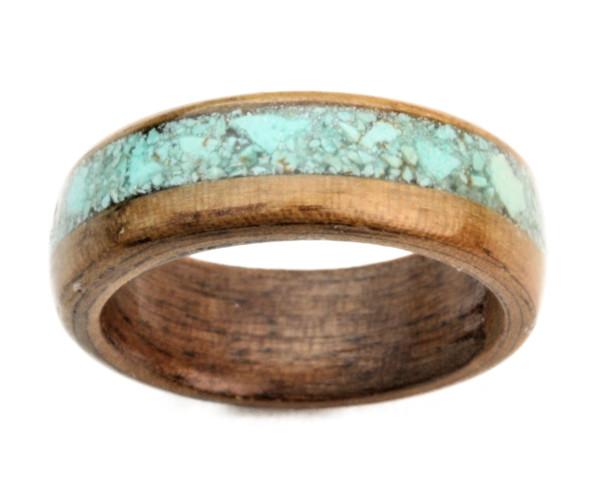 Walnut Bentwood Ring with Dyed Magnesite Inlay - DreamWood Custom