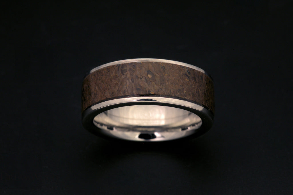 Dinosaur Bone Ring | Wedding Band | 8mm Stainless Steel Ring - DreamWood Custom