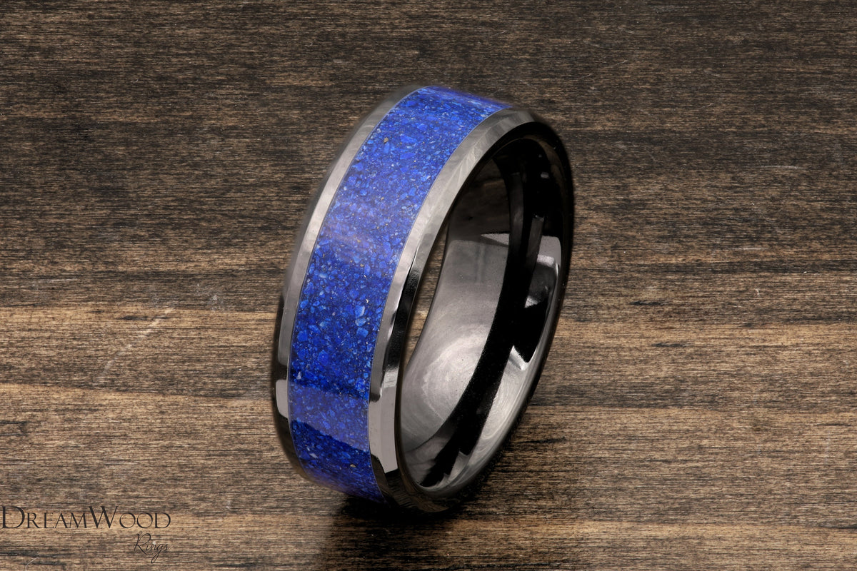 Afghan AAA Lapis Black Ceramic Ring - DreamWood Custom