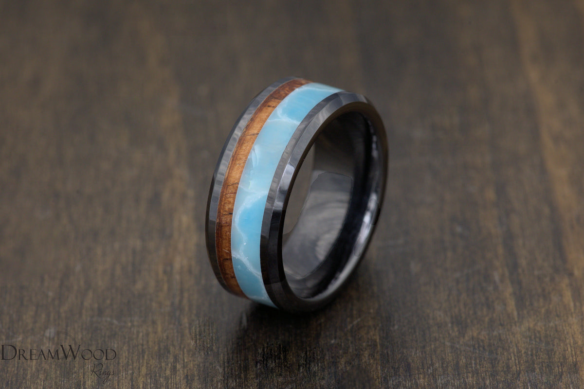 Custom men’s and women’s wedding band by Dream Wood Rings