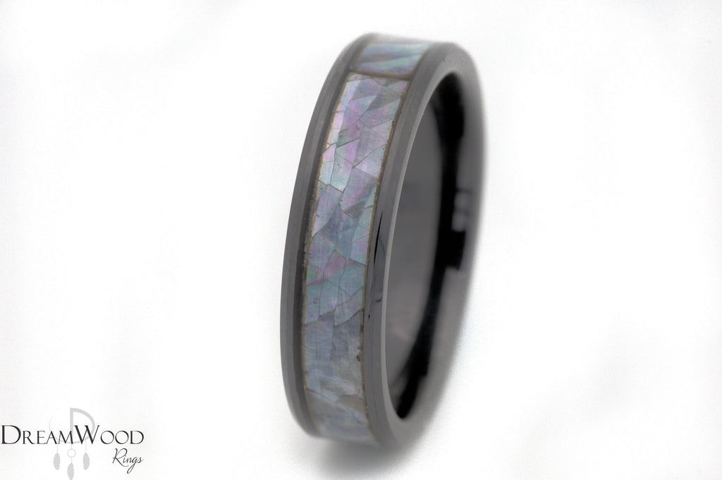 Bohai Bay Shell Ring - Ceramic Wedding Band - DreamWood Custom