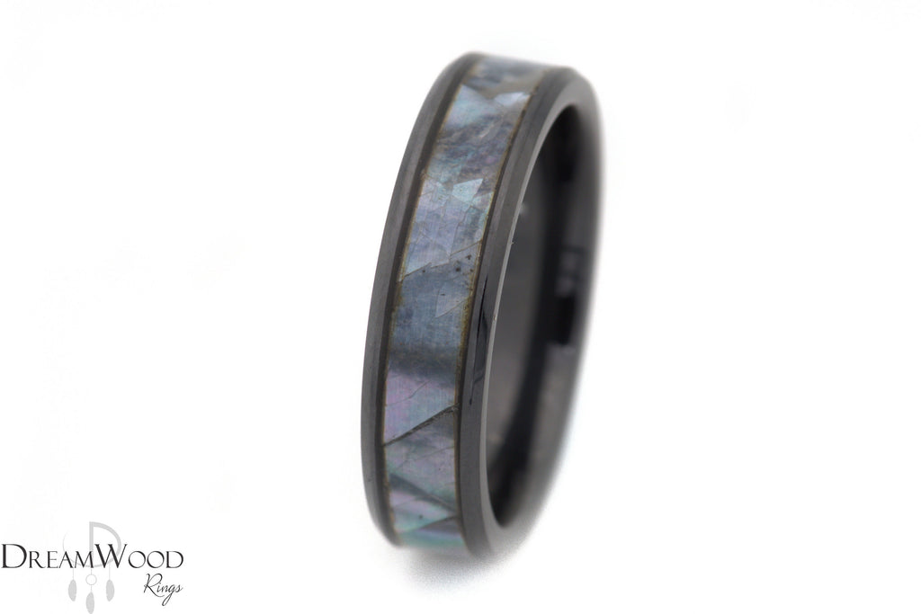 Bohai Bay Shell Ring - Ceramic Wedding Band - DreamWood Custom