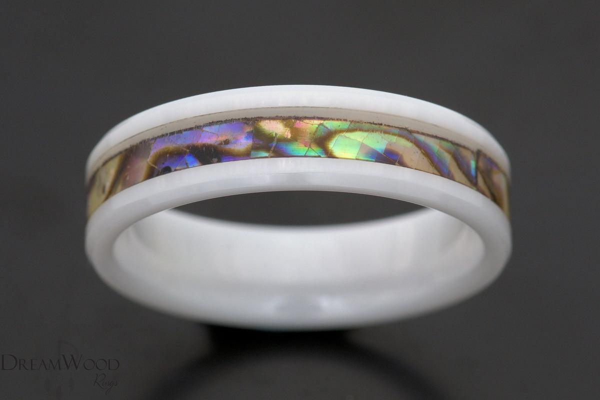 Custom men’s and women’s wedding band by Dream Wood Rings