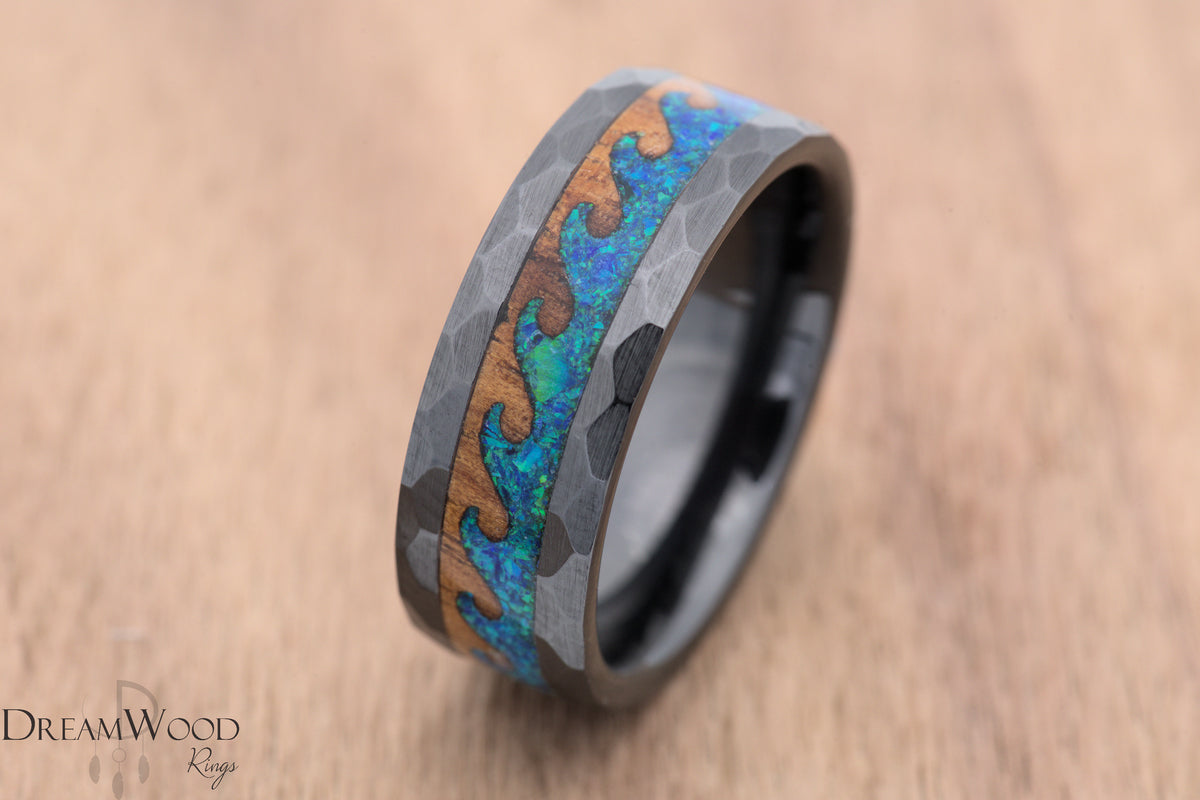 Custom men’s and women’s wedding band by Dream Wood Rings