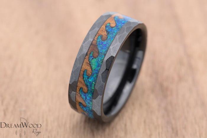 Custom men’s and women’s wedding band by Dream Wood Rings