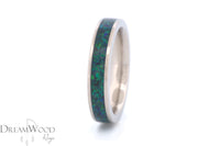 Titanium Ring with Green Opal Inlay • 4 mm Thin Band