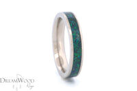 Titanium Ring with Green Opal Inlay • 4 mm Thin Band