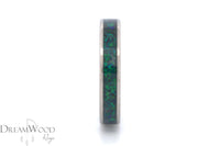 Titanium Ring with Green Opal Inlay • 4 mm Thin Band