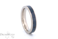 Titanium Ring with Dark Blue Opal Inlay • 4 mm Thin Band