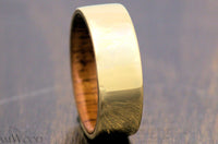 14k Gold Wedding Band with Koa Wood Inlay, Elegant 8mm Handcrafted Ring