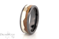 Black Ceramic Men's Ring – JD Whiskey Barrel, Silver Mountain Inlay
