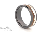 Black Ceramic Men's Ring – JD Whiskey Barrel, Silver Mountain Inlay