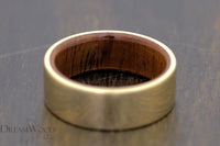 14k Gold Wedding Band with Koa Wood Inlay, Elegant 8mm Handcrafted Ring