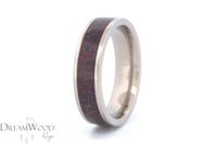 Titanium Ring with Dark Red Opal Inlay • 6 mm Polished Band