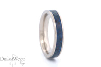 Titanium Ring with Dark Blue Opal Inlay • 4 mm Thin Band