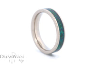 Titanium Ring with Green Opal Inlay • 4 mm Thin Band
