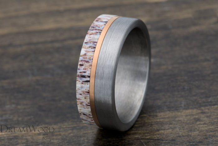 Custom men’s and women’s wedding band by Dream Wood Rings