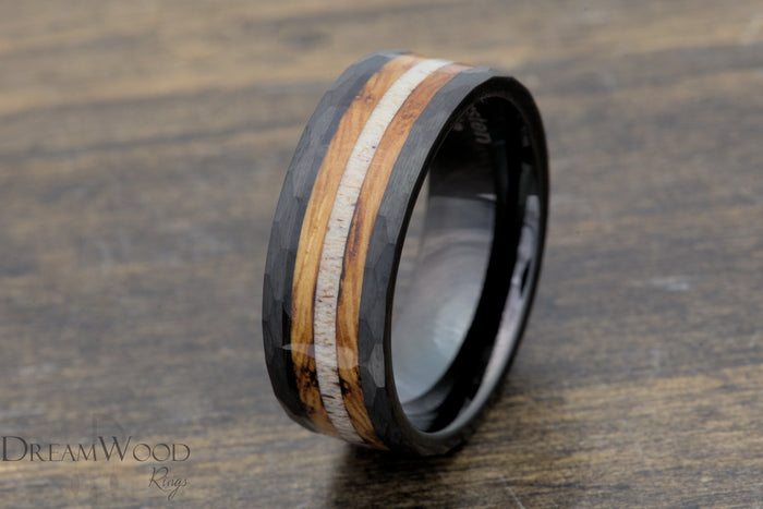 Custom men’s and women’s wedding band by Dream Wood Rings