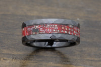 Cybernetic Ember: Faceted Black Ceramic & Circuit Ring - DreamWood Custom