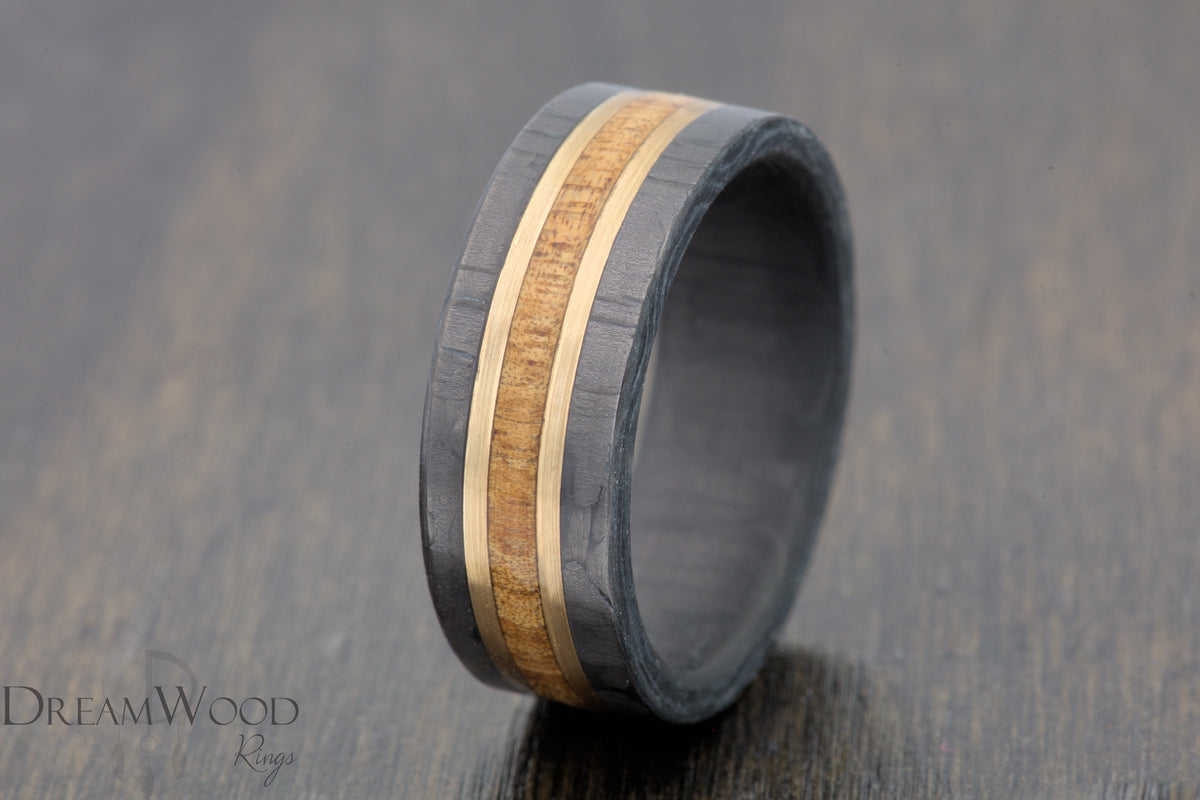 Custom men’s and women’s wedding band by Dream Wood Rings