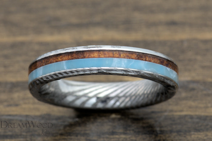 Custom men’s and women’s wedding band by Dream Wood Rings