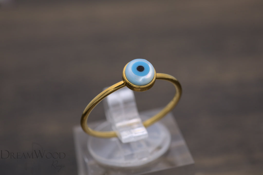 Gold Evil Eye Protection Ring - Dreamwood Rings - DreamWood Custom