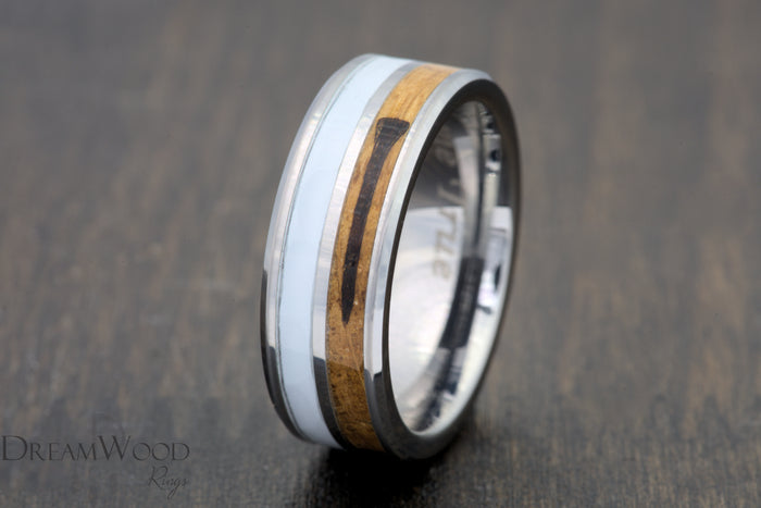Custom men’s and women’s wedding band by Dream Wood Rings