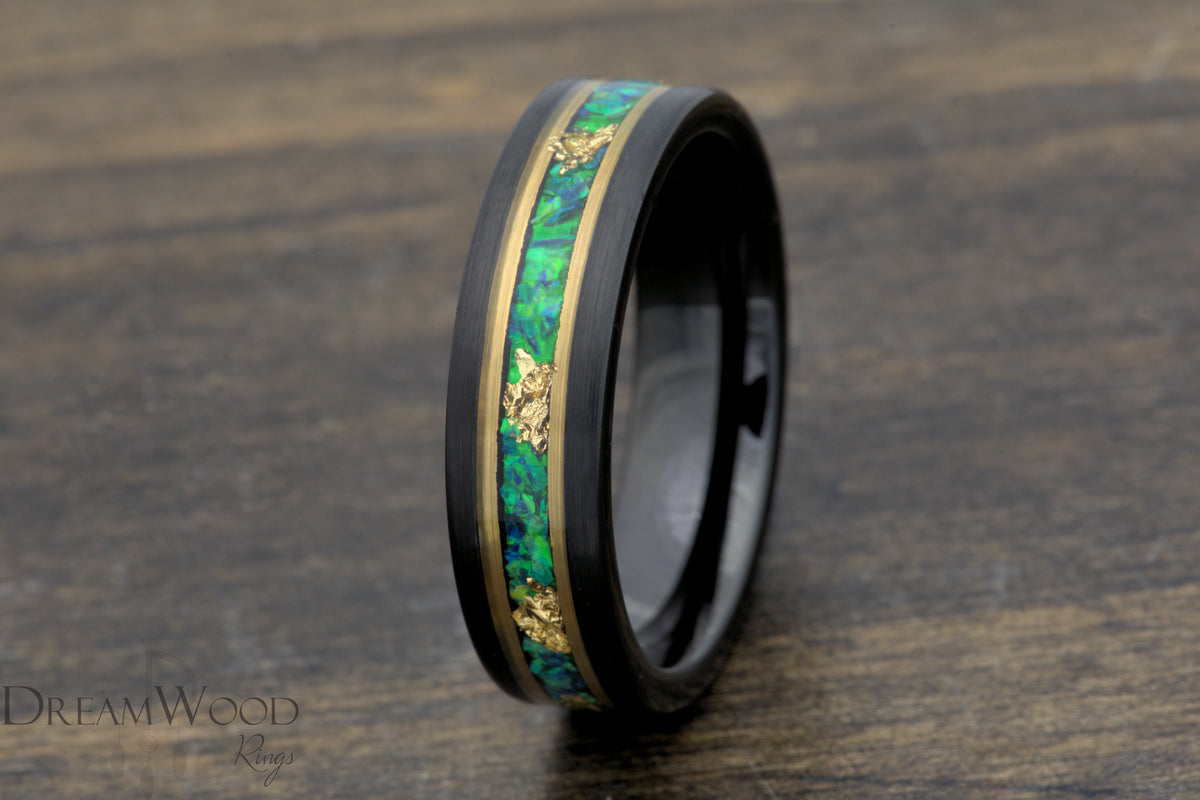 Custom men’s and women’s wedding band by Dream Wood Rings