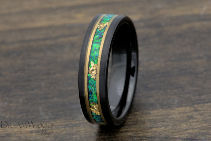 Custom men’s and women’s wedding band by Dream Wood Rings