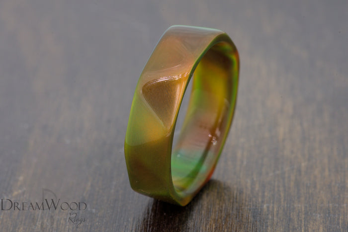 Custom men’s and women’s wedding band by Dream Wood Rings