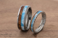 Custom men’s and women’s wedding band by Dream Wood Rings