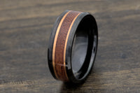 Custom men’s and women’s wedding band by Dream Wood Rings