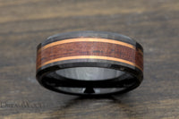 Custom men’s and women’s wedding band by Dream Wood Rings