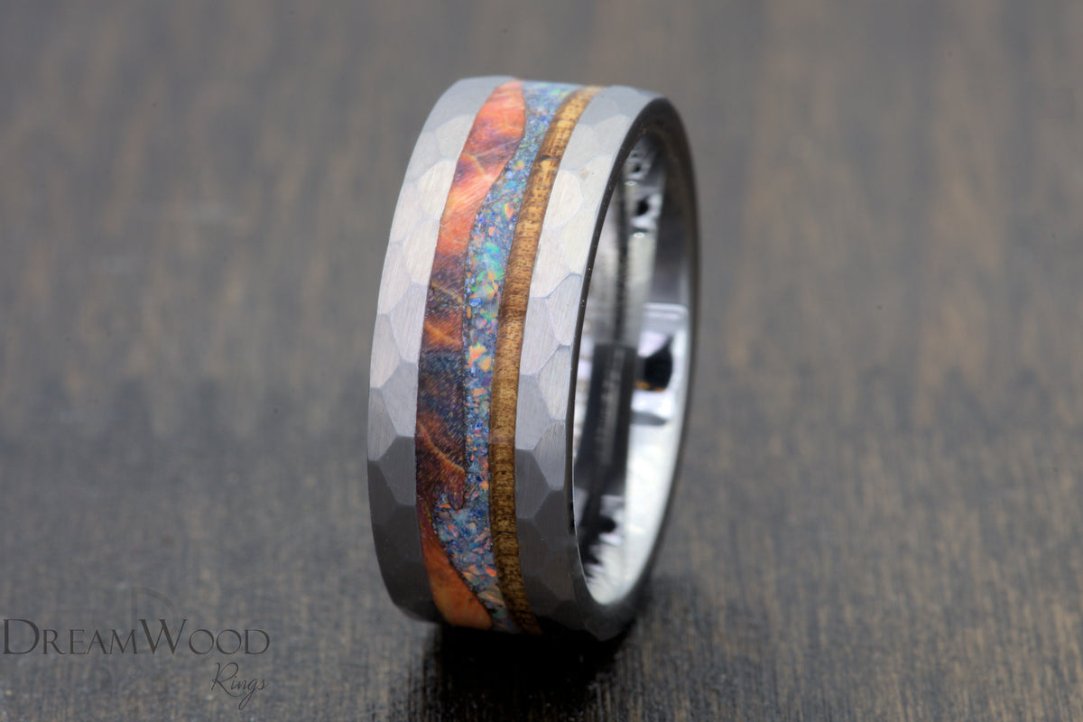 Custom men’s and women’s wedding band by Dream Wood Rings