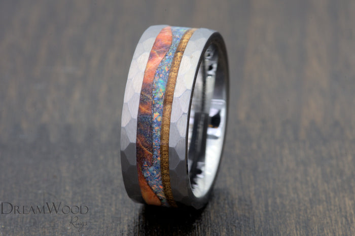 Custom men’s and women’s wedding band by Dream Wood Rings